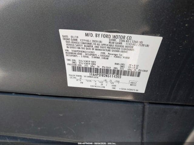 2019 FORD TAURUS LIMITED 9