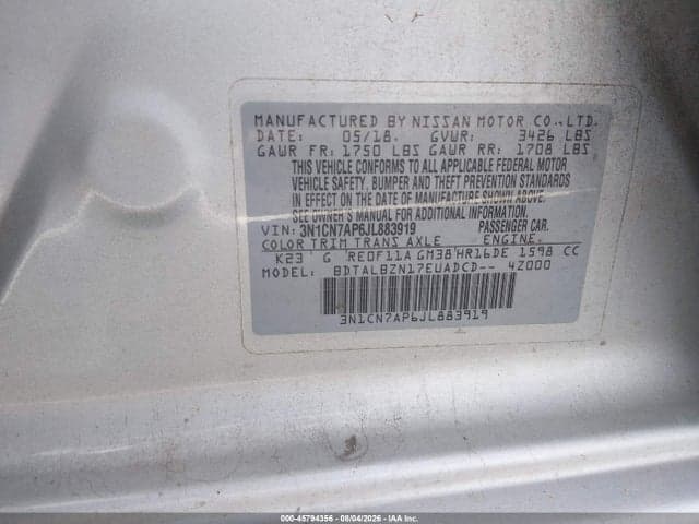2018 NISSAN VERSA 1.6 SV 9