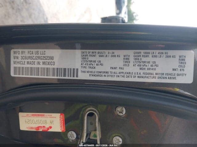 2024 RAM 2500 TRADESMAN 4X4 6'4 BOX 9