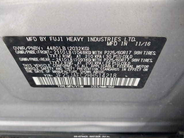2017 SUBARU FORESTER 2.5I PREMIUM 9
