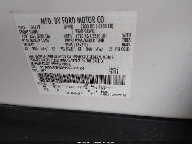 2017 FORD EXPLORER 9
