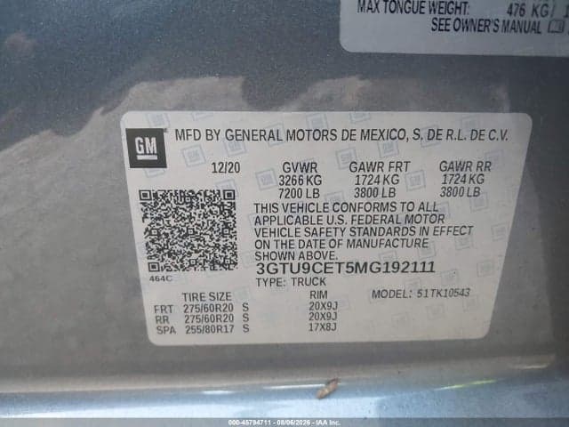 2021 GMC SIERRA 1500 4WD SHORT BOX ELEVATION 9