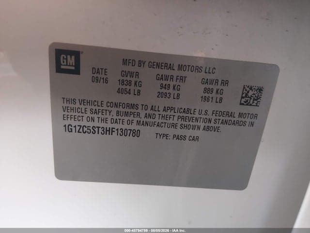 2017 CHEVROLET MALIBU 1FL 9
