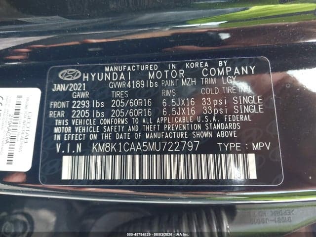 2021 HYUNDAI KONA SE 9