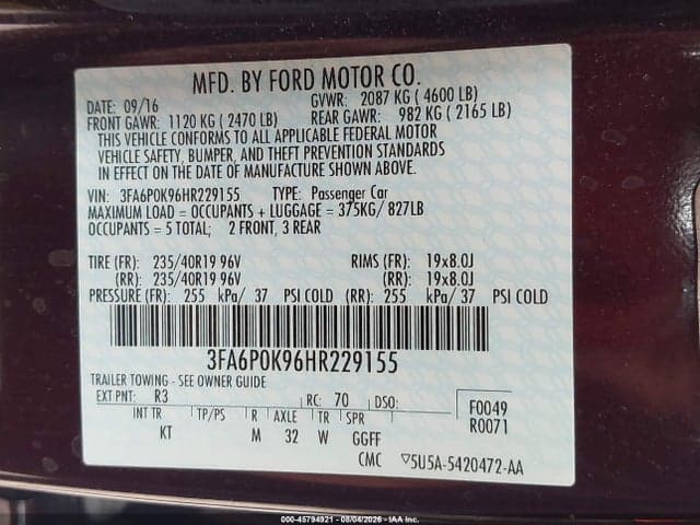 2017 FORD FUSION TITANIUM 9