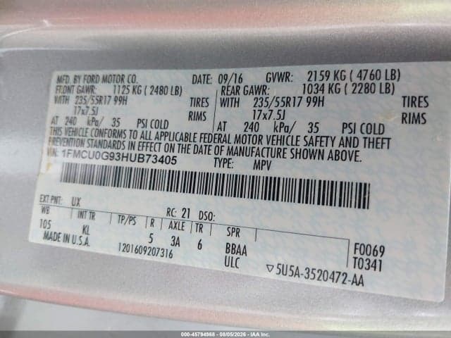 2017 FORD ESCAPE SE 9