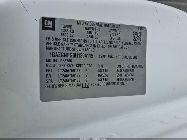 2017 CHEVROLET EXPRESS 3500 LS 9