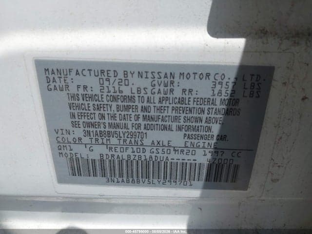 2020 NISSAN SENTRA S XTRONIC CVT 9