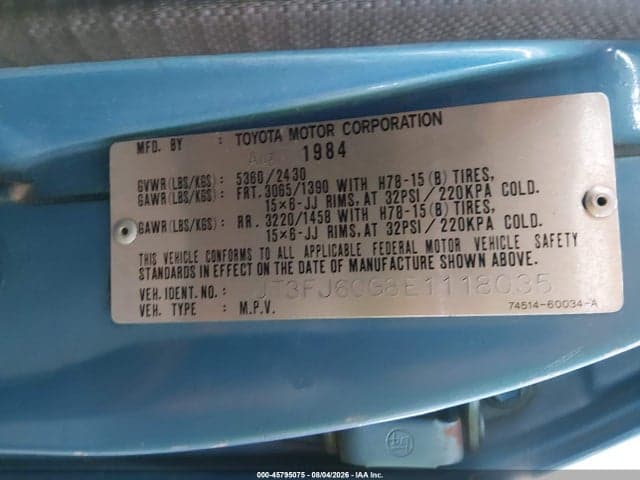 1984 TOYOTA LAND CRUISER FJ60 9