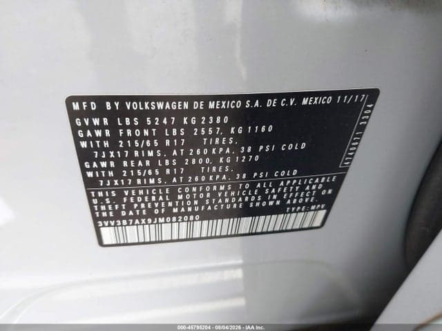 2018 VOLKSWAGEN TIGUAN 2.0T SE/2.0T SEL 9