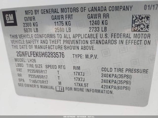 2017 CHEVROLET EQUINOX LT 9