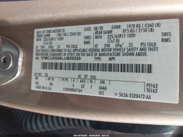 2020 FORD ESCAPE SE 9