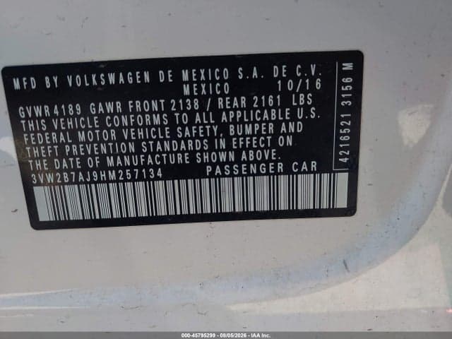 2017 VOLKSWAGEN JETTA 1.4T S 9