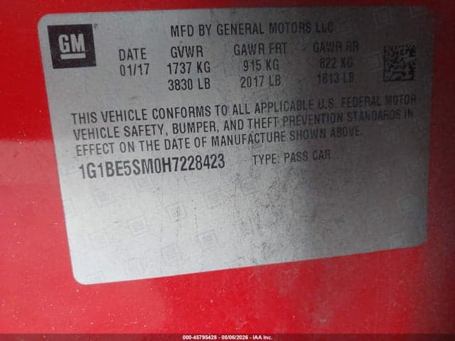 2017 CHEVROLET CRUZE LT AUTO 9