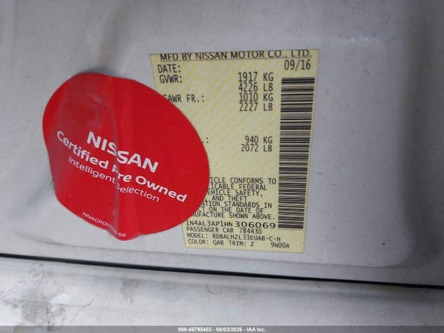 2017 NISSAN ALTIMA 2.5 SR 9