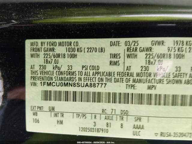 2025 FORD ESCAPE ST-LINE 9