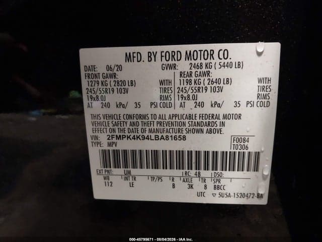 2020 FORD EDGE TITANIUM 9
