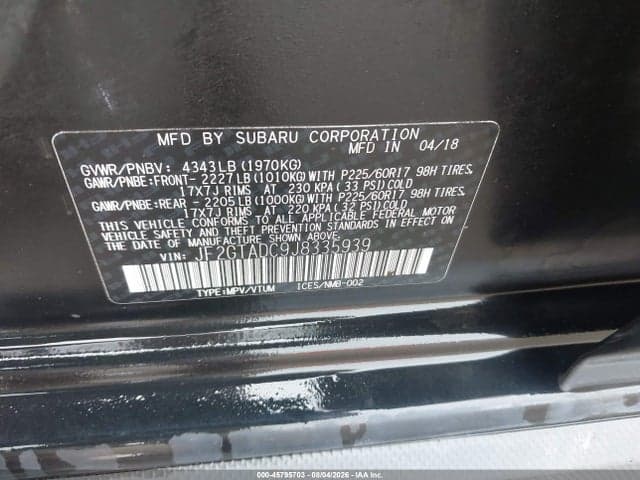 2018 SUBARU CROSSTREK 2.0I PREMIUM 9