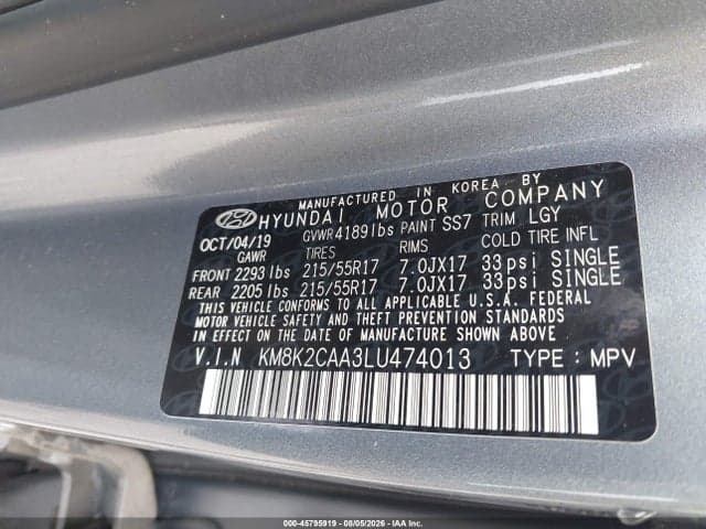 2020 HYUNDAI KONA SEL 9