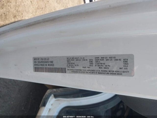 2025 RAM PROMASTER 2500 TRADESMAN HIGH ROOF 159 WB W/PASS SEAT 9