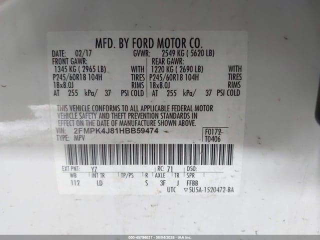 2017 FORD EDGE SEL 9