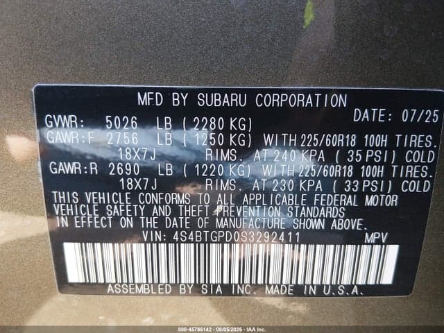 2025 SUBARU OUTBACK TOURING XT 9