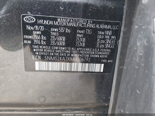 2021 HYUNDAI SANTA FE SEL 9