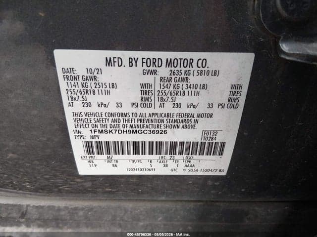 2021 FORD EXPLORER XLT 9