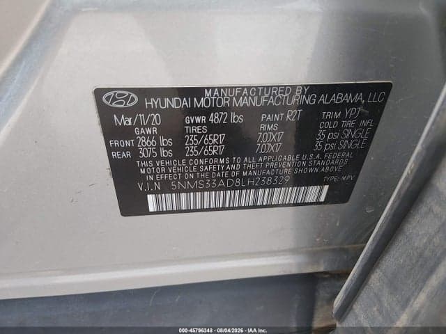 2020 HYUNDAI SANTA FE SEL 9