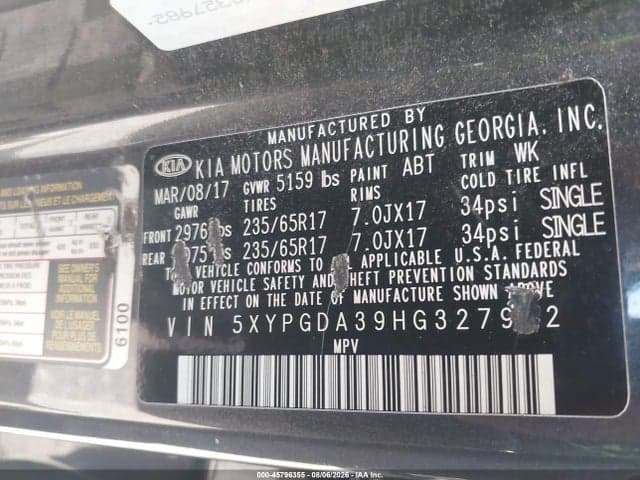 2017 KIA SORENTO 2.4L LX 9