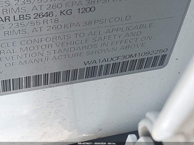 2021 AUDI Q3 PREMIUM 40 TFSI QUATTRO TIPTRONIC 9