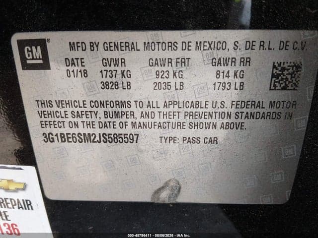 2018 CHEVROLET CRUZE LT AUTO 9