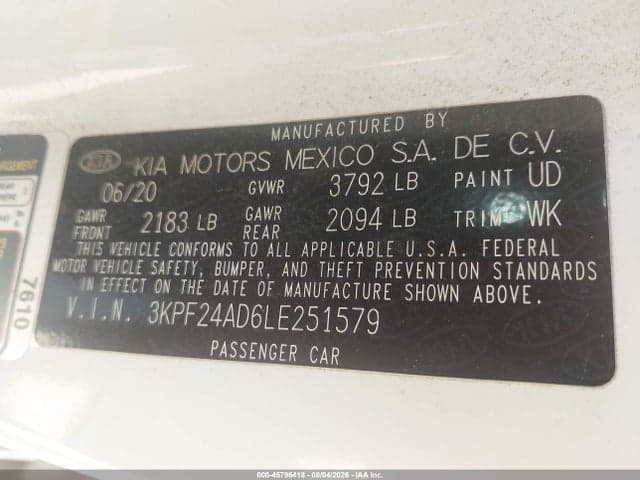 2020 KIA FORTE LXS 9