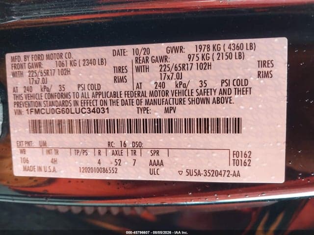 2020 FORD ESCAPE SE 9
