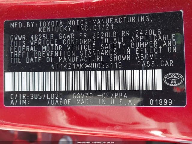 2021 TOYOTA CAMRY XSE V6 9