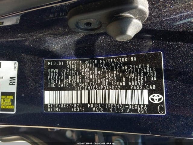 2022 TOYOTA COROLLA LE 9