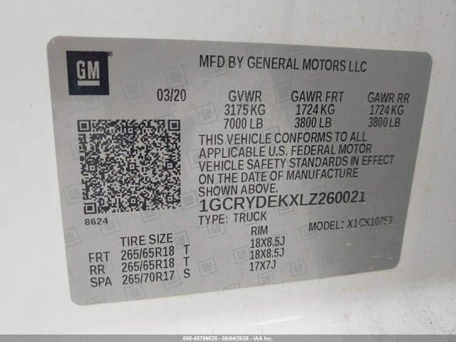 2020 CHEVROLET SILVERADO 1500 4WD STANDARD BED LT 9