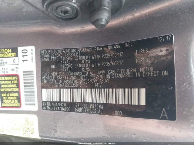 2018 TOYOTA SIENNA LE 8 PASSENGER 9