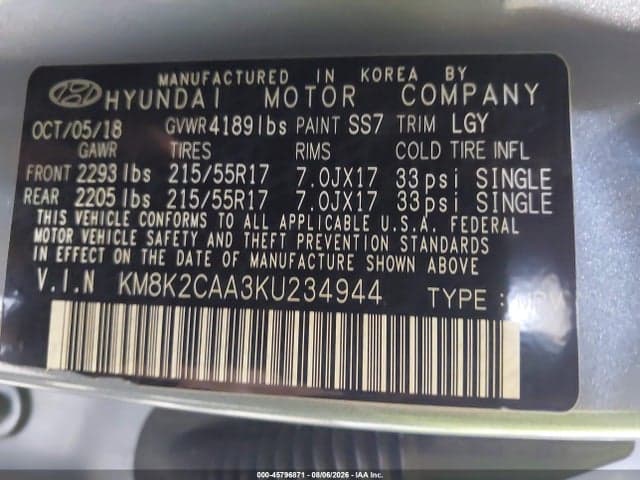 2019 HYUNDAI KONA SEL 9