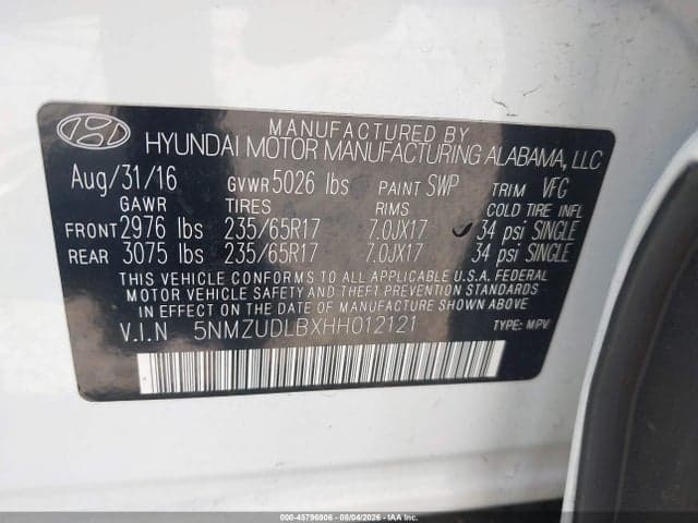 2017 HYUNDAI SANTA FE SPORT 2.4L 9