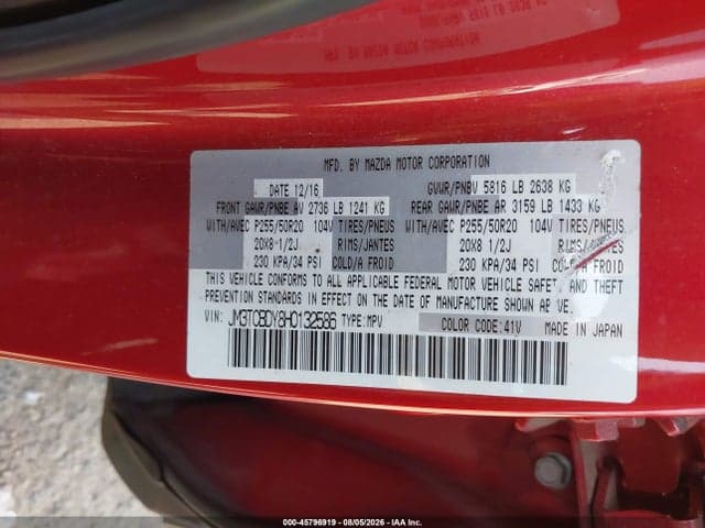 2017 MAZDA CX-9 GRAND TOURING 9