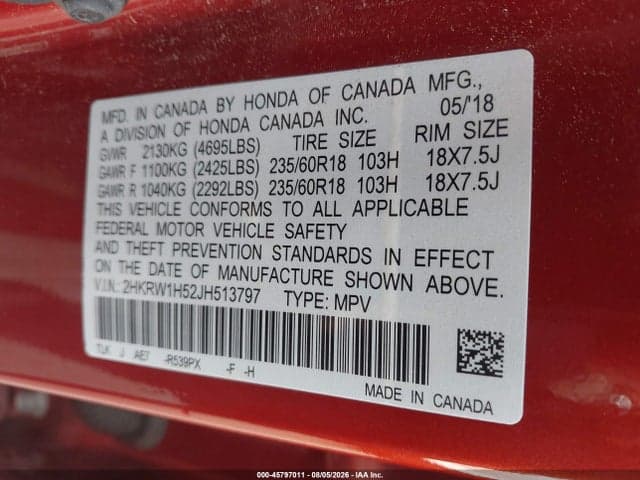 2018 HONDA CR-V EX 9