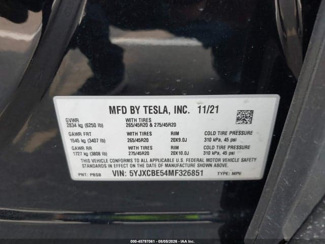 2021 TESLA MODEL X LONG RANGE DUAL MOTOR ALL-WHEEL DRIVE 9