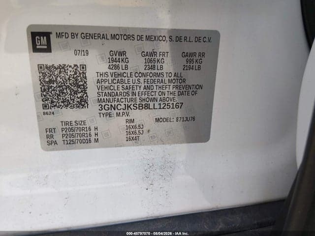 2020 CHEVROLET TRAX FWD LS 9