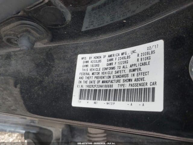 2017 HONDA ACCORD LX 9
