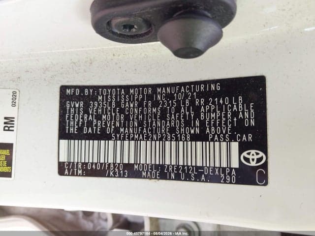 2022 TOYOTA COROLLA LE 9