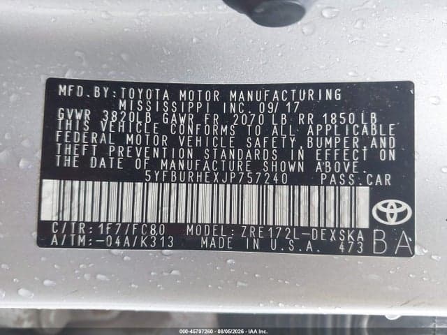 2018 TOYOTA COROLLA SE 9