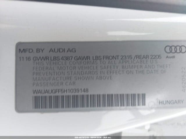 2017 AUDI A3 PREMIUM 9
