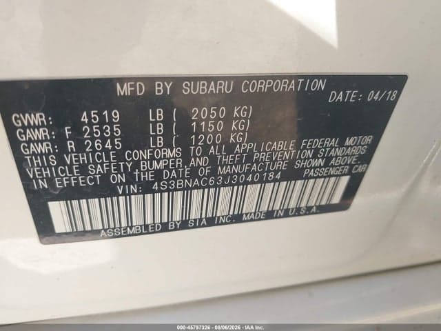 2018 SUBARU LEGACY 2.5I PREMIUM 9