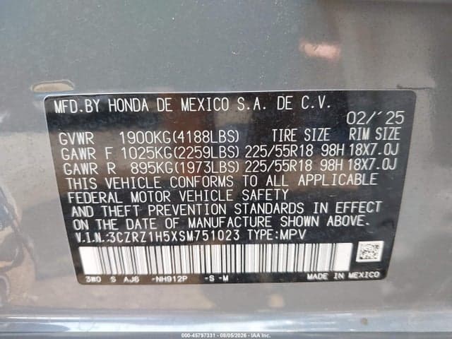 2025 HONDA HR-V 2WD SPORT 9